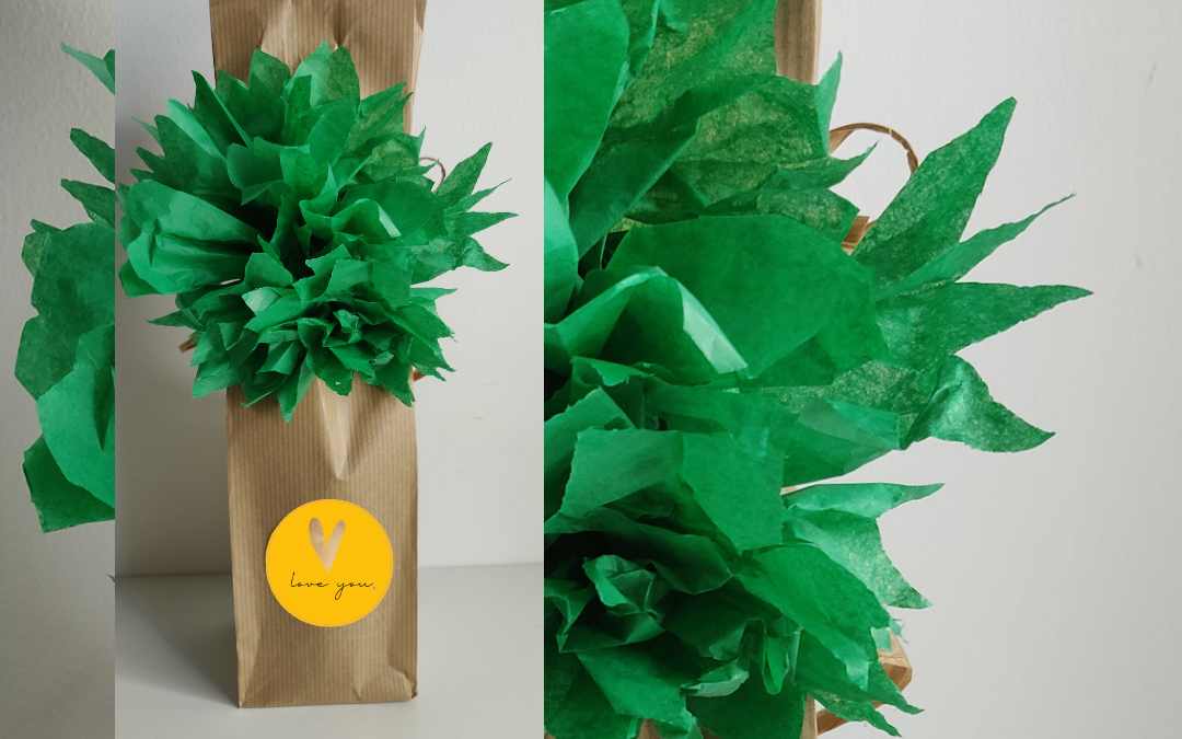 Seidenpapier Blume Sektflasche Geschenkverpackung Sekt